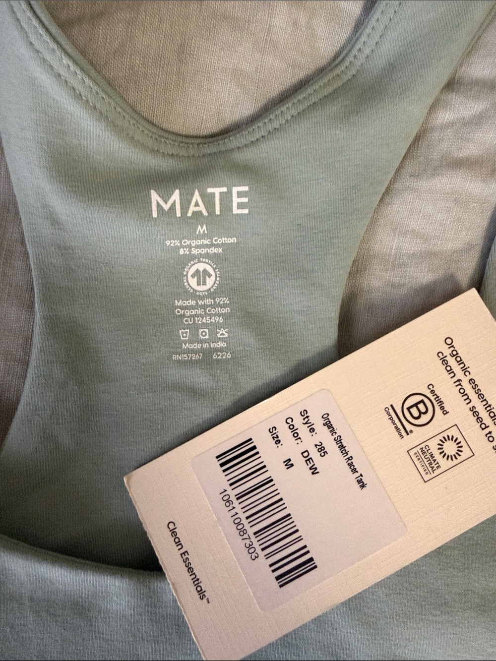 Mate the label organic stretch racer tank dew medium - Picture 2 of 2